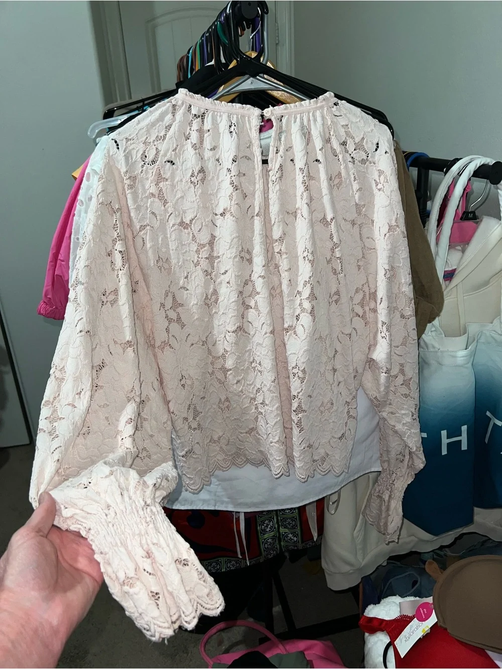 Free People Olivia Balloon Sleeve Lace Blouse